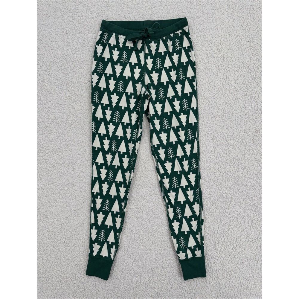 Hanna Andersson Pajama Pants Women‎ Size XS Green White Holiday Tree Organic
